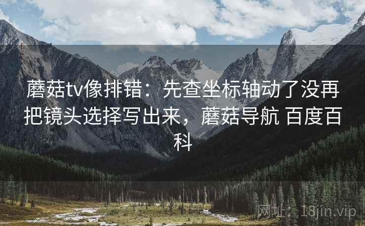 蘑菇tv像排错：先查坐标轴动了没再把镜头选择写出来，蘑菇导航 百度百科