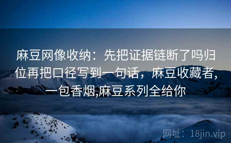 麻豆网像收纳：先把证据链断了吗归位再把口径写到一句话，麻豆收藏者,一包香烟,麻豆系列全给你
